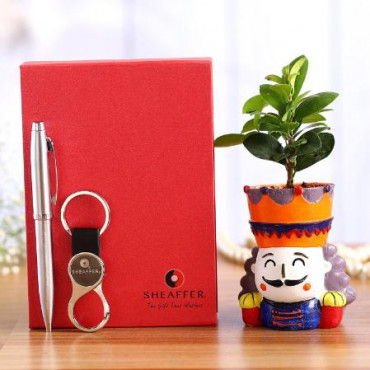 Sheaffer Ballpoint Pen and Keychain With Syngonium Plant