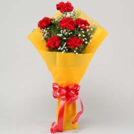 Soulful Red Carnations Bouquet