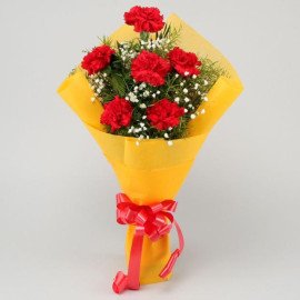 Soulful Red Carnations Bouquet