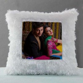 Square Shaped Personalized LED Fur cushions