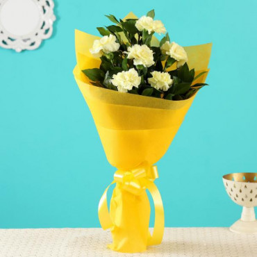 Sunny Side Up Yellow Carnations Bunch