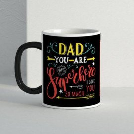 Superhero Dad Personalized Black Magic Mug