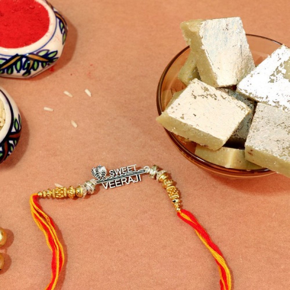 Sweetened Rakhi with Kaju Katli