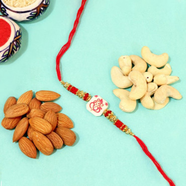 Traditional Ganesha Rakhi with Healthy Nuts Combo