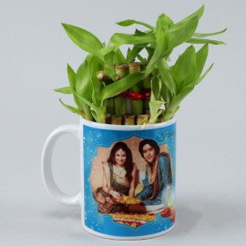 Two Layer Bamboo Plant In White Personalised Mug