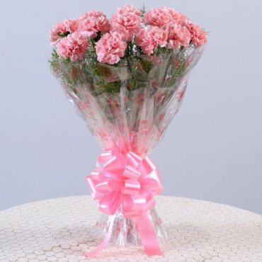 Unending Love 12 Light Pink Carnations Bouquet