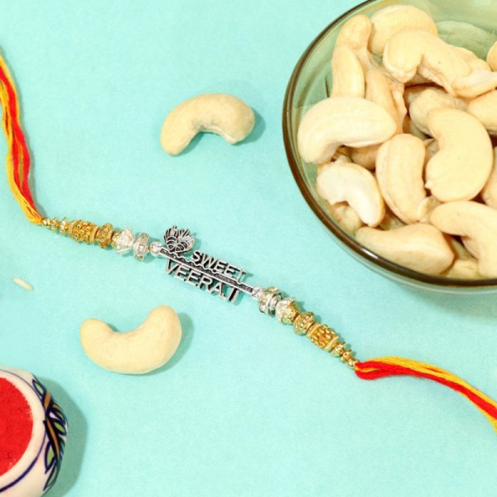 Veera Ji Silver Rakhi with Cashew Nuts