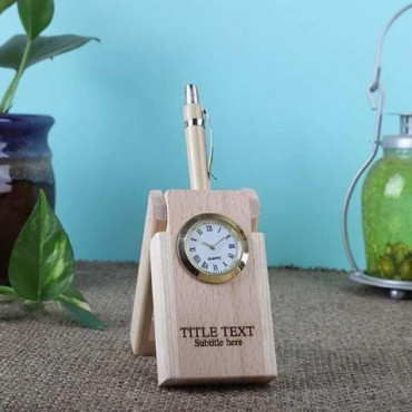 Wooden Pen Holder Clock