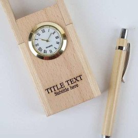 Wooden Pen Holder Clock