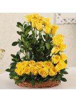 Yellow Roses Basket Arrangement