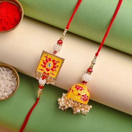 Yellow Metal Rakhi Duo