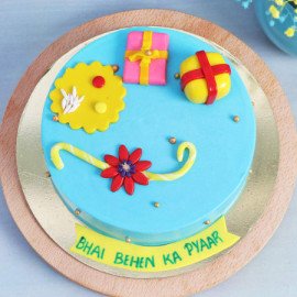 Family Rakhi Set Of 3 With Chocolate Cake (Half kg)