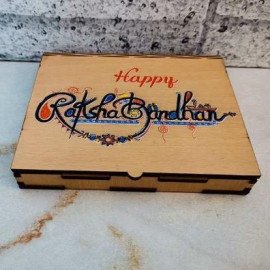Personalised Photo Printed Metal Rakhi in a Wooden Gift Box
