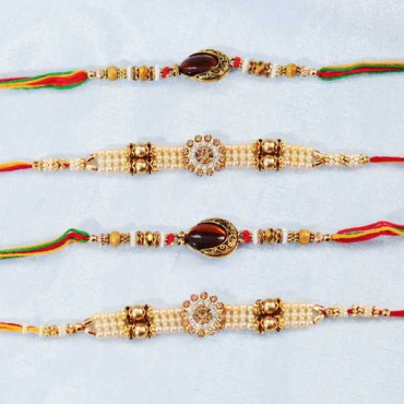 Set of 5 Quilling Beads Flower Rakhi