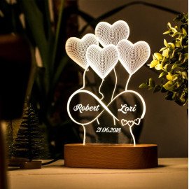 Gift for Her as Personalized 3D Illusion Lamp