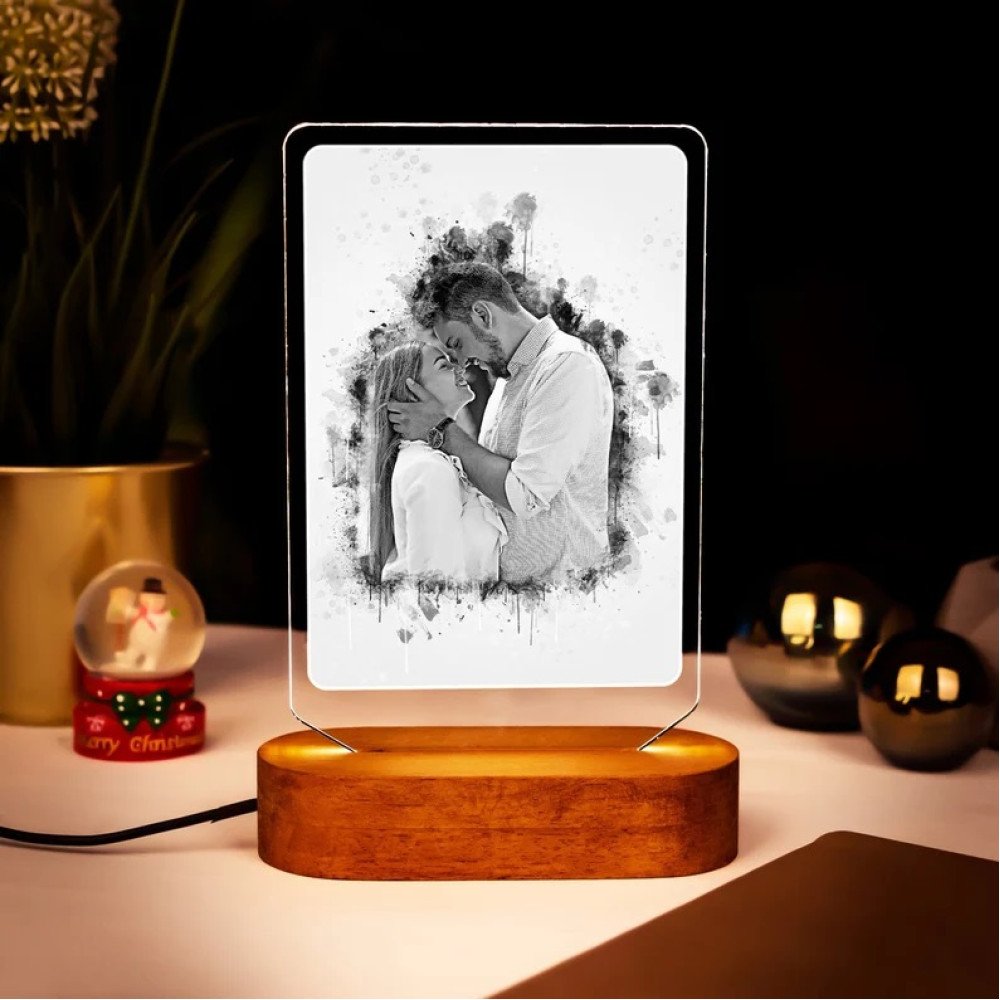 Custom Photo Gift 3D Led Night Lamp Couples Gift