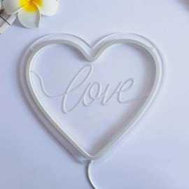 Love Heart Neon LED Pink Light USB Valentine's Gift Home Décor