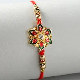Meenakari Rakhi With Tulsi Green Tea and Dry Fruits