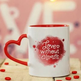 Personalized Red Heart Cushion with Heart-Handle Mug