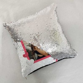 Personalized Silver Sequin Cushion for Mom
