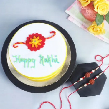 Rudraksh Rakhi Set Of 2 With Pineapple Cake (Half kg)