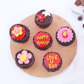 Rudraksh Rakhi With Floral Cupcakes