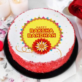 Rudraksh Rakhi With Rakshabandhan Red Velvet Cake (Half kg)