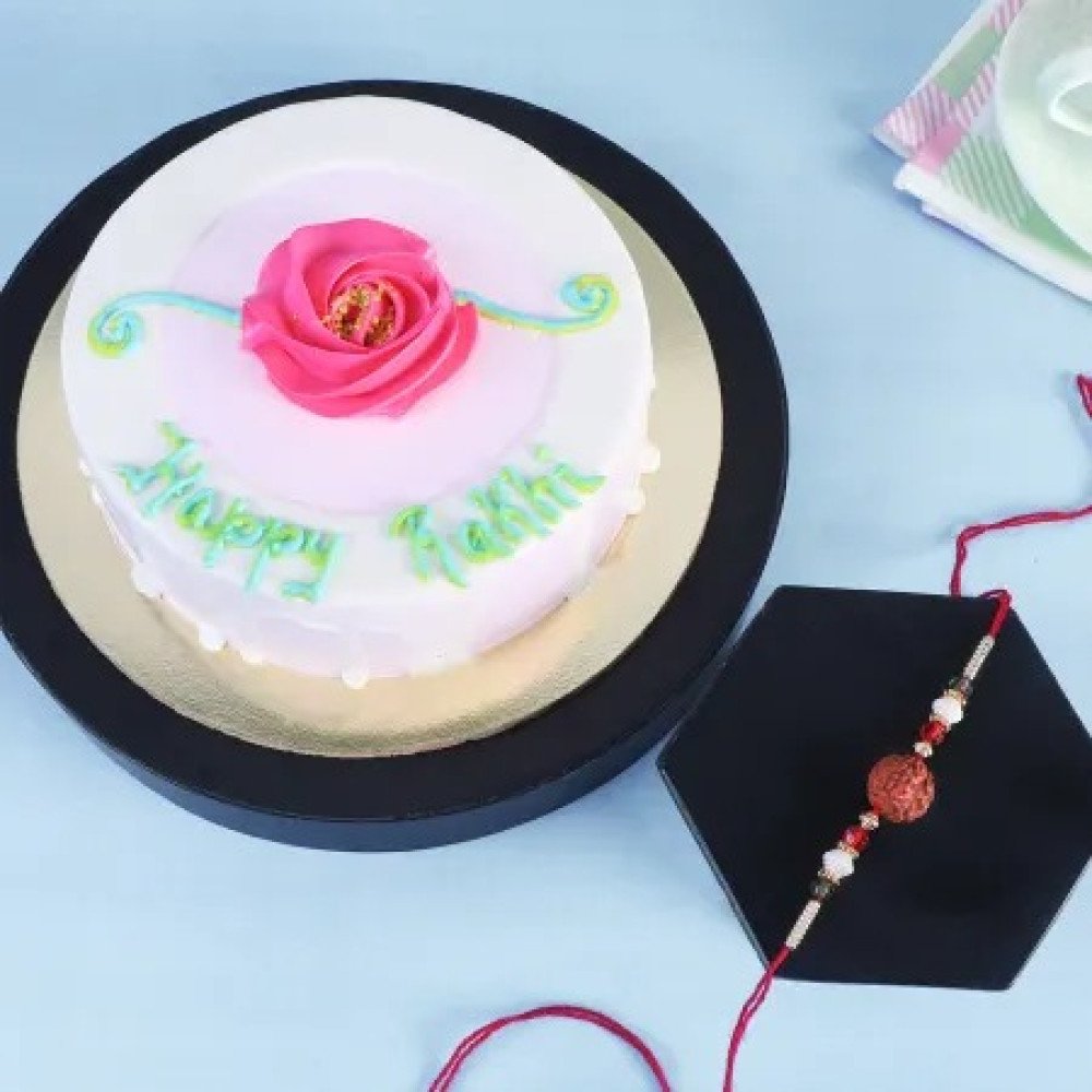 Rudraksh Rakhi With Vanilla Cake (Half kg)